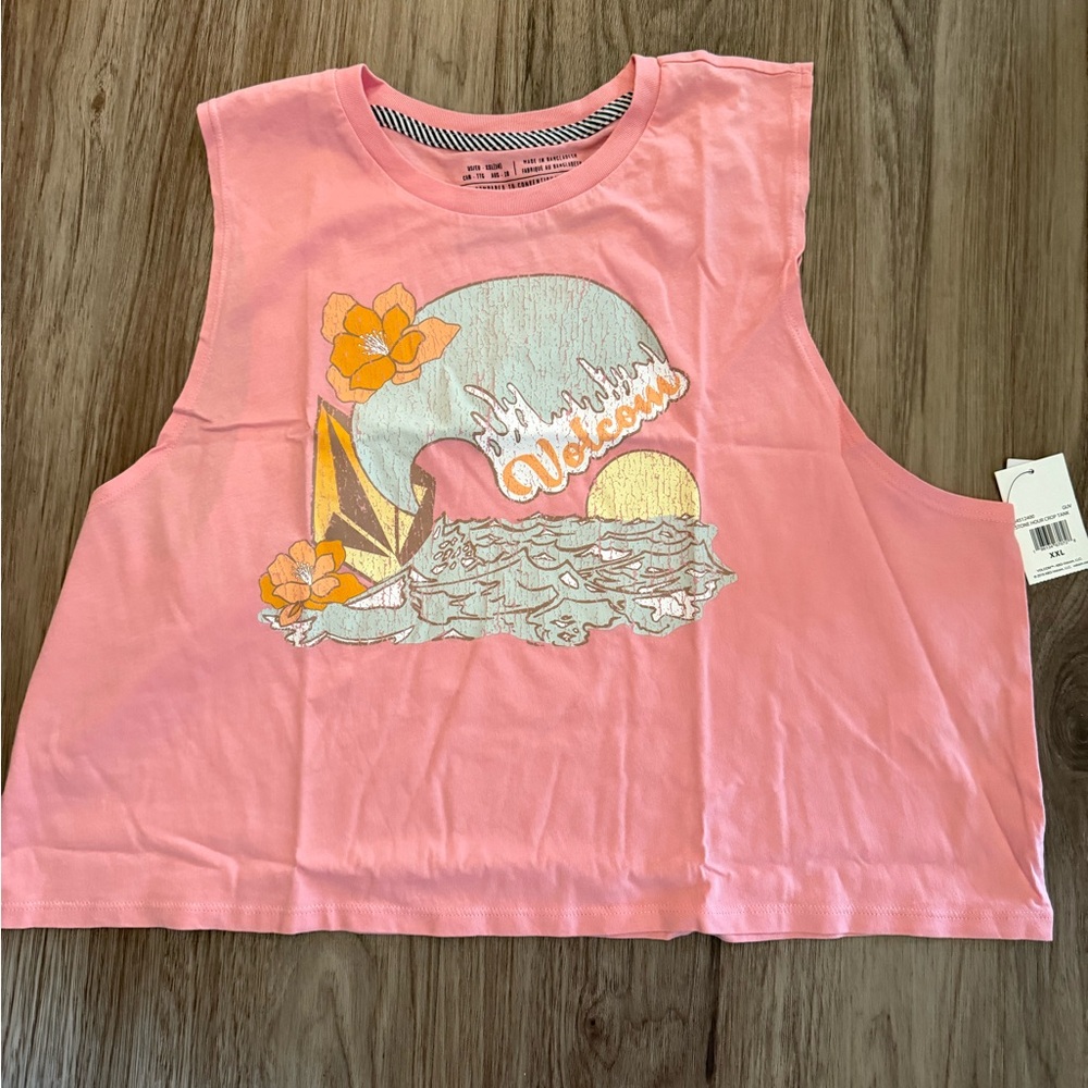 Volcom Pink Scenic Graphic Tank Top